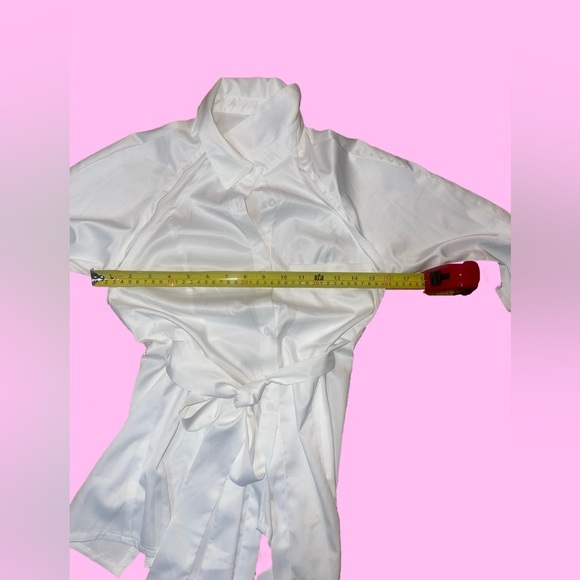 🆕#29~NWT COMMENSE Cut Out Button Down Collar White Shirt, Size Small - Picture 11 of 13